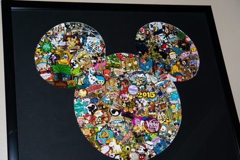 How to display the pins that the kids don't want to trade. Disney Pin Display, Cork Sheet, Pin Display, Cork Tiles, Pin Ideas, Pin Trading, Mickey Head, Pin Art, Disney Crafts