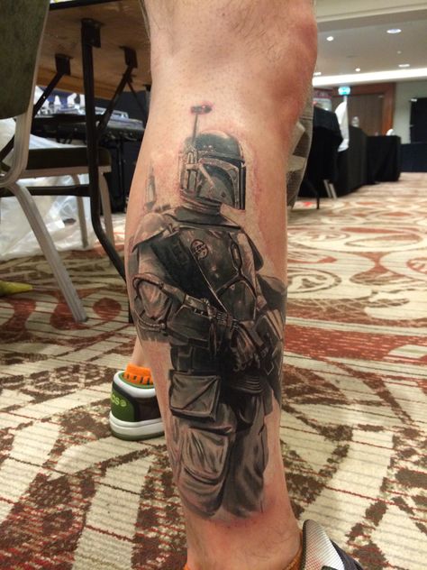 Boba fett tattoo on my leg inked by Ben Hamill Boba Fett Tattoo, Bro Tattoos, Boba Fett Art, Star Wars Tattoo, Tattoo Work, Boba Fett, Tattoo On, Dark Art, Cool Tattoos