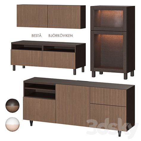 Bjorkoviken Ikea, Ikea Besta, Wood Glass, Drawer Fronts, Modern Materials, In 3d, Chest Of Drawers, Colored Glass, Drawers