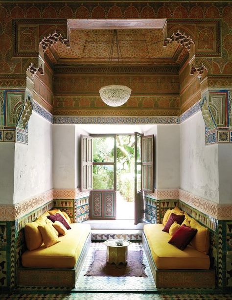 An Exclusive Tour of a French Iconoclast’s Moroccan Getaway - WSJ Moroccan Houses, Moroccan Riad, Moroccan Interior Design, Design Marocain, Moroccan Aesthetic, Moroccan Homes, Moroccan Interiors, My Place, Moroccan Design