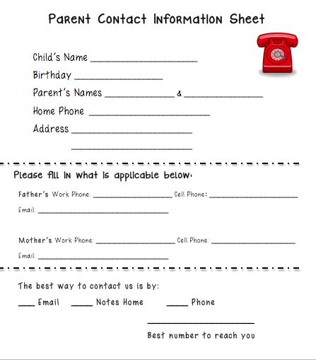 Parent Communication Freebies Parent Contact Form, Childcare Director, Parent Communication Forms, Parent Contact Log, Student Information Form, Toddler Curriculum, Parent Contact, Student Info, Social Studies Classroom