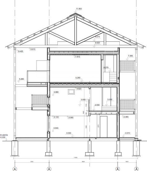 House Section Drawing Architecture, How To Draw Section From Plan, House Section Drawing, Bungalow Inspiration, Section Drawing Architecture, House Section, School Floor Plan, Section Plan, Section Drawing