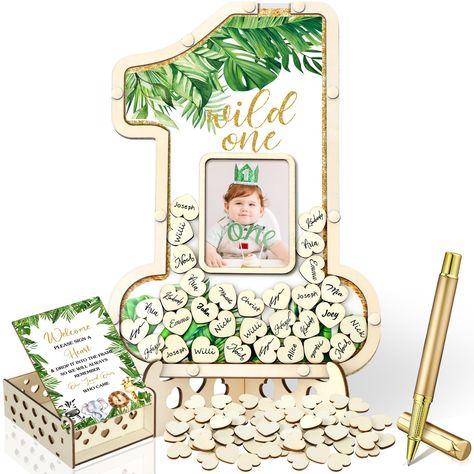 PRICES MAY VARY. Practical Set: the wild one baby shower decorations contain 1 wild one themed wooden picture frame with display stand, 1 wild one themed wooden box, 30 pcs wooden wild one slices, 1 golden pen (black ink), the practical set can well meet your various demands Adorable Wild One Theme: the little wild one baby shower guest book alternative features adorable little wild one themed designs, which can easily match well with different party decorations, printed with wild one patterns, Wild One Centerpieces Birthday Girl, Wild One Birthday Party Girls Diy, 1st Birthday Guest Book, 1st Birthday Centerpieces, Baby Shower Guest Book Alternative, Birthday Wild One, Birthday Guest Book, Wooden Box Designs, Birthday Centerpiece