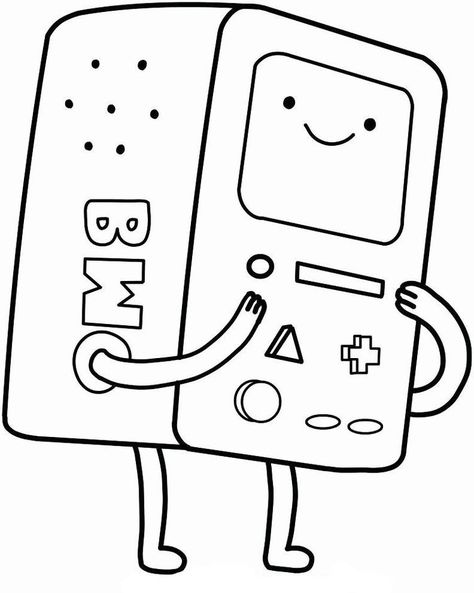 Bmo Drawing, Bmo Tattoo, Cartoon Printable, Adventure Time Coloring Pages, Adventure Time Bmo, Adventure Time Drawings, Cartoon Party, Best Coloring Pages, Princess Adventure