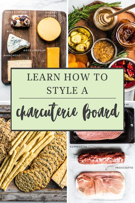 Learn how to make a charcuterie board full of meats, cheeses, and other nibbles to give your guests the ultimate grazing experience! It's so easy.  #charcuterie #grazing #snackboard #charcuterieboard #meatandcheese #entertaining #holidayrecipes #easyentertaining #appetizers Cheese Board Accompaniments, Cheese Board List, Charcuterie Board Rules, Chaquerterie Board, Meat And Cheese Board Ideas Simple, Charcuterie Meat Board Ideas, Charcuterie Board With Jam, How To Serve Goat Cheese On A Charcuterie Board, Tips For Charcuterie