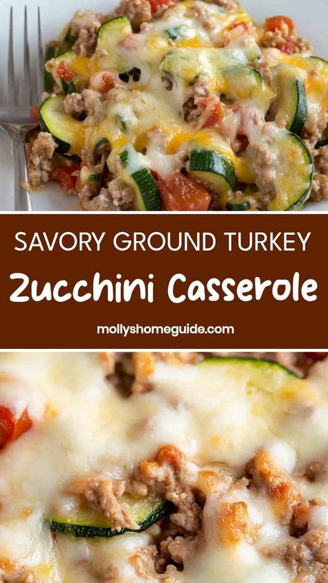 Looking for a healthy and delicious dinner idea? Try this easy ground turkey zucchini casserole recipe! Packed with protein and veggies, this dish is perfect for a satisfying weeknight meal. The combination of flavorful ground turkey, fresh zucchini, and melty cheese is sure to be a hit with your family. Plus, it's simple to make and can be customized with your favorite seasonings. Give this tasty casserole a try for a wholesome dinner option that everyone will love! Ground Turkey Quinoa Casserole, Healthy Dinner Veggies, Zucchini Recipes Meal Prep, Turkey Crumbles Recipe, Ground Turkey Food Prep, Casserole Lunch Ideas, Gluten Free Recipes With Ground Turkey, Ground Turkey Mozzarella Recipes, Easy Recipes Ground Turkey