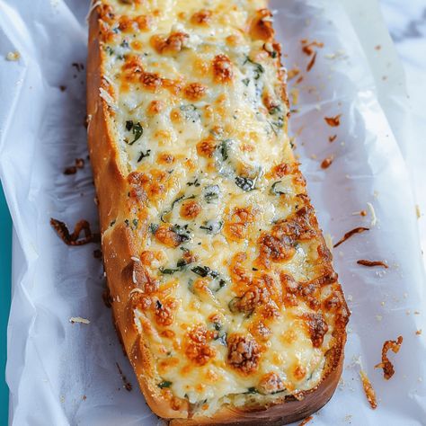 Absolutely Outrageous Cheesy Garlic Bread - Recipes, Tasks & Tools Italian Bread Garlic Bread, Cheesy Garlic Baguette, Smoked Garlic Bread, Garlic Cheesy Bread Recipe, Cheesy Garlic Bread Shrimp Grilled Cheese, Cheesy Bread Recipes, Garlic Bread With Cheese, Garlic Cheesy Bread, Cheesy Bread Recipe