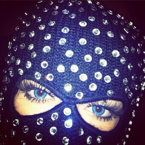 blue eyes Grunge Prom Dress, Grunge Prom, Robber Costume, Bad And Boujee, Mask Girl, Ski Fashion, Holiday Makeup, Black Mask, Ski Mask