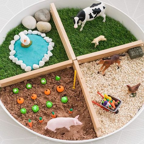 Farm Sensory, Farm Play, Farm Animals Preschool, Diy Sensory Board, Farm Craft, Vegetable Patch, Montessori Art, Cloud Dough, Baby Play Activities