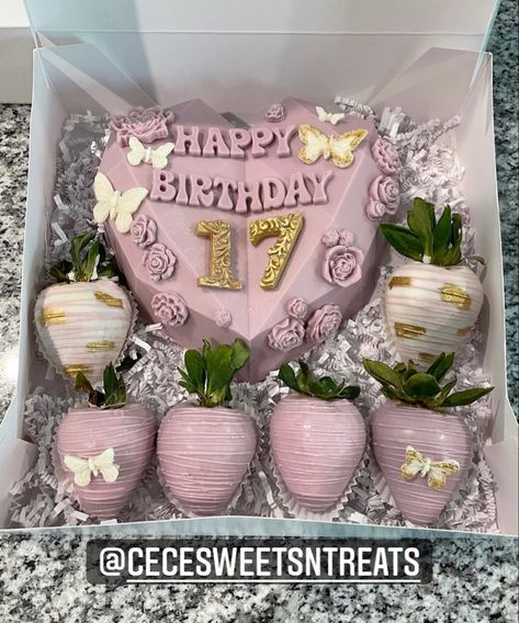 Purple Birthday Strawberries, Purple Breakable Heart, Breakable Chocolate Heart Ideas Birthday, Happy Birthday Breakable Heart, Happy Birthday Chocolate Strawberries, Breakable Heart With Strawberries, Birthday Breakable Heart, Happy Birthday Strawberries, Breakable Cake