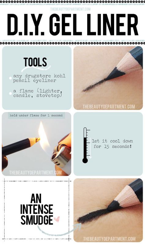 Turn a cheap old eye pencil into a new liquid eyeliner. | 14 Easy Ways To Recycle, Repurpose, And Revive Your Old Makeup Drugstore Eyeliner, Hacks Every Girl Should Know, Old Makeup, Makeup Tricks, Diy Beauty Hacks, Gel Liner, Gel Eyeliner, Diy Makeup, Pencil Eyeliner