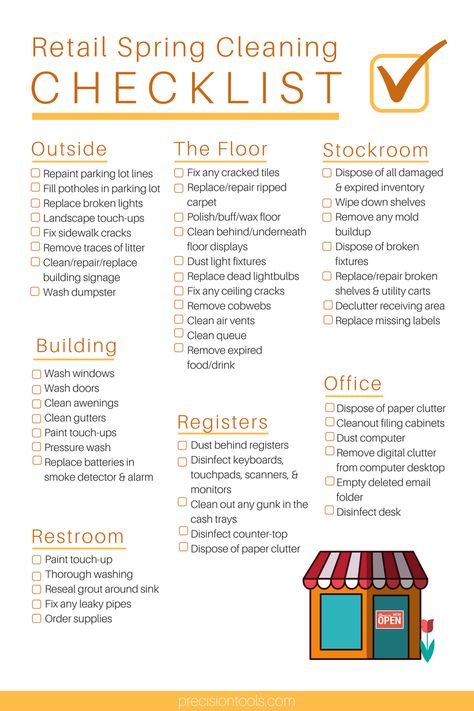 The ultimate checklist to help you spring clean your retail store Spring Checklist, Cleaning Air Vents, Easy Slider, Retail Manager, Check Lists, Leadership Inspiration, Communication Techniques, Financial Plan, Daily Checklist