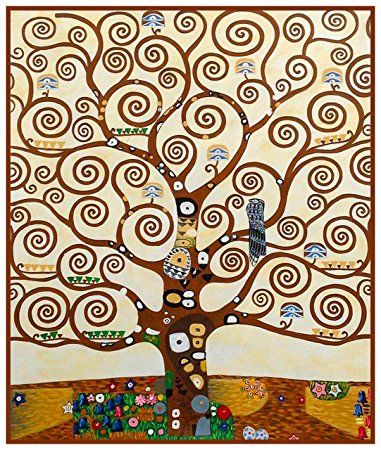 Tree of Life Detail by Gustav Klimt Counted Cross Stitch Pattern Klimt Tree Of Life, Tree Of Life Painting, Klimt Paintings, Oil Painting Reproductions, Painting Reproductions, Hand Painting Art, Gustav Klimt, Abstract Canvas, Oil Painting On Canvas