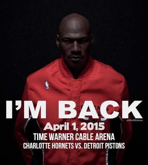 Michael Jordan I'm Back Chigago Bulls, Michael Jordan Pictures, Jeffrey Jordan, Basketball History, Charlotte Hornets, New Orleans Pelicans, I Am Back, Toronto Raptors, Detroit Pistons