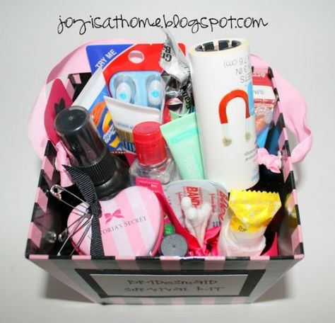 bridesmaid baskets Bridesmaid Gift Baskets, Bridesmaid Survival Kit, Bride Survival Kit, Wedding Survival Kits, Bridesmaid Diy, Future Mrs, Emergency Kit, Survival Kit, Here Comes The Bride