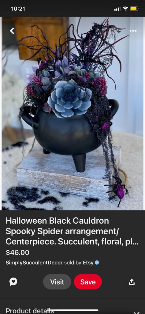 Caldron With Flowers, Halloween Floral Arrangements Cauldron, Cauldron Centerpiece Wedding, Cauldron Floral Arrangement, Gothic Halloween Centerpieces, Cauldron Flower Arrangement, Cauldron Centerpiece Halloween, Witchy Centerpieces, Spooky Flower Arrangements