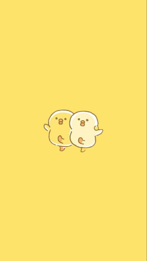 Kawaii Duck Wallpaper, Cute Yellow Wallpaper Iphone, Yellow Wallpaper Iphone, Yellow Aesthetic Wallpaper, Chicken Wallpaper, Iphone Cartoon, Iphone Wallpaper Yellow, Yellow Aesthetic Pastel, Duck Wallpaper