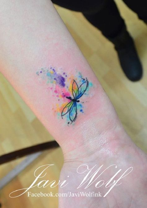 Image result for watercolor dragonfly tattoo Arlo Tattoo, Watercolor Dragonfly Tattoo, Small Dragonfly Tattoo, Flying Tattoo, Dragonfly Tattoo Design, Watercolor Dragonfly, Disney Tattoo, Geniale Tattoos, Star Wars Tattoo