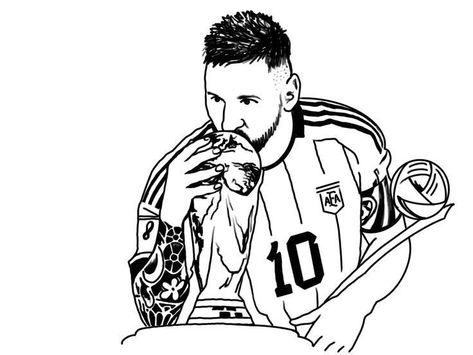 Lionel Messi Coloring Pages Messi Outline, World Cup Tattoo, Messi Coloring Pages, Messi Photo, Messi Drawing, Messi Tattoo, World Cup Draw, Photo Coloring, Messi Pictures