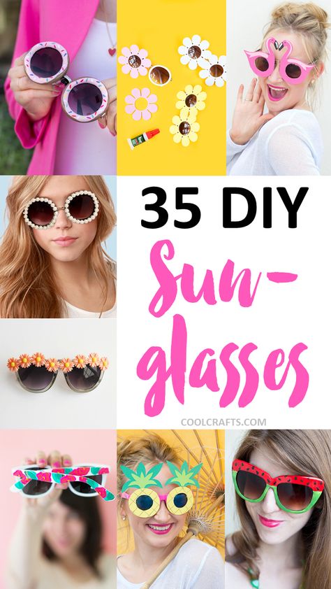 35 DIY Sunglasses You'll Actually Want to Rock This Summer, http://www.coolcrafts.com/diy-sunglasses/ Crazy Sunglasses, Diy Sunglasses, Diy Glasses, Diy Shades, Top Sunglasses, Summer Shades, Cute Sunglasses, Work Diy, Cute Glasses