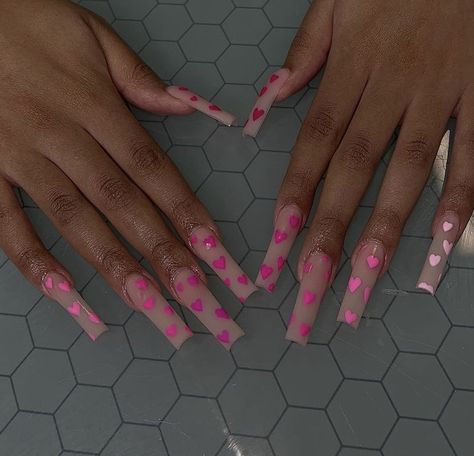 Valentines Day Nails Black, Valentines Day Nails, Dope Nail Designs, Acrylic Nails Coffin Pink, Nails Black, I Love Nails, Acrylic Nails Coffin, Girls Nails, Square Acrylic Nails