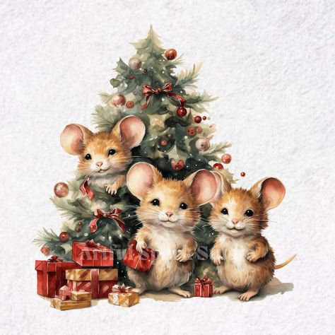 Christmas Mice, Christmas Open House, Christmas Mouse, Winter Scenery, Candle Labels, Art Oil, Decor Wall Art, All Things Christmas, Mice