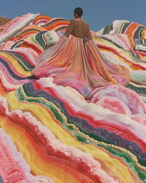 Surreal Fashion, Rainbow Mountains, Rainbow Mountain, The Rainbow, Colorful Fashion, Beautiful Things, Editorial Fashion, Surrealism, Peru