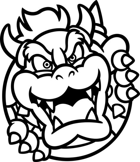 Bowser Printable, Bowser Coloring Pages, Evil Gnome, Super Mario Coloring Pages, People Coloring Pages, Princess Kitty, Boy Coloring, Disney Dragon, Head Drawing