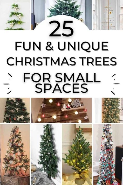 25 Beautiful Christmas Trees for Small Spaces Christmas Trees Theme, Trees For Small Spaces, Crismas Tree, Small Space Christmas Tree, Wall Mounted Christmas Tree, Small Xmas Tree, Fall Christmas Tree, Theme Christmas Tree, Small Christmas Trees Decorated