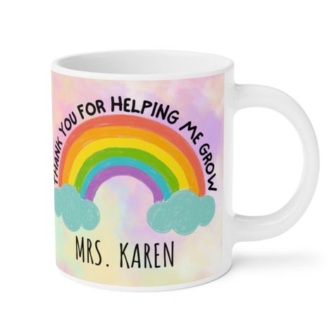 Teachers Day Gift Ideas Products, Coffee Cup Gift Ideas, Cup Gift Ideas, Message For Teacher, Teacher Rainbow, Teacher Coffee Mug, Rainbow Mug, Daycare Providers, Teacher Mug