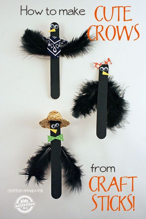 So cute for halloween! How to Make Craft Stick Crows Craft Stick Projects, Paddle Pop, Make Craft, Craft Sticks, Pop Stick, Crow Art, Popsicle Stick Crafts, Bird Crafts, Fall Crafts For Kids