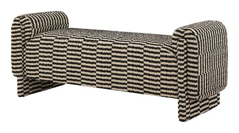 Add a little extra seating to any room of the house with our Winnipeg Bench. This piece pairs a clean-lined silhouetted with chic curvy edges, a soft, supportive seat cushion and unique rounded armrests. All of this is fully covered in textural black-and-cream upholstery for a goes-with-everything feel. Right at home in any modern home, Winnipeg would be perfect nestled at the foot of the bed or as a spot to slip on shoes in a welcoming entryway. •upholstered in domino woven•fabric content: 100% Vintage Pieces In Modern Home, Window Seat Mudroom, Footbed Bench, Mcm Bench, Fabric Ottomans, Entryway Seating, Chic Apartment Decor, Cushion Bench, Welcoming Entryway