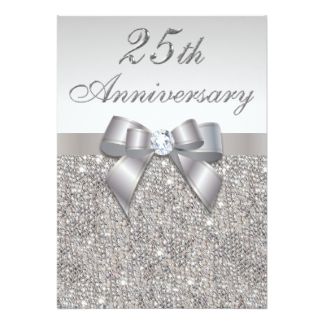 25th Silver Wedding Anniversary Faux Sequins & Bow 5x7 Paper Invitation Card Silver Wedding Anniversary Party, Silver Glitter Wedding Invitations, Wedding Anniversary Party Invitations, 25th Wedding Anniversary Party, Bow Invitation, Anniversary Party Invitations, Silver Invitation, Silver Wedding Invitations, Wedding Reception Invitations