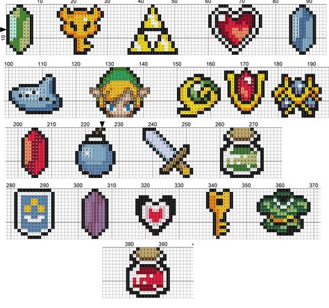 Zelda Melty Beads, Link Zelda Cross Stitch Pattern, Link Perler Beads Pattern, Zelda Korok Pixel Art, Legend Of Zelda Cross Stitch Pattern, Zelda Plastic Canvas Patterns, Zelda Pixel Art 8 Bit, Zelda Cross Stitch Patterns Free, Nintendo Cross Stitch Pattern