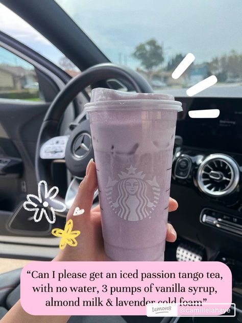 Lavender Starbucks, Smoothie Starbucks, Starbucks Lavender Drink, Unique Starbucks Drinks, Starbucks Drink Menu, Starbucks Secret Menu Recipes, Starbucks Drinks Diy, Cold Starbucks Drinks, Secret Starbucks Recipes