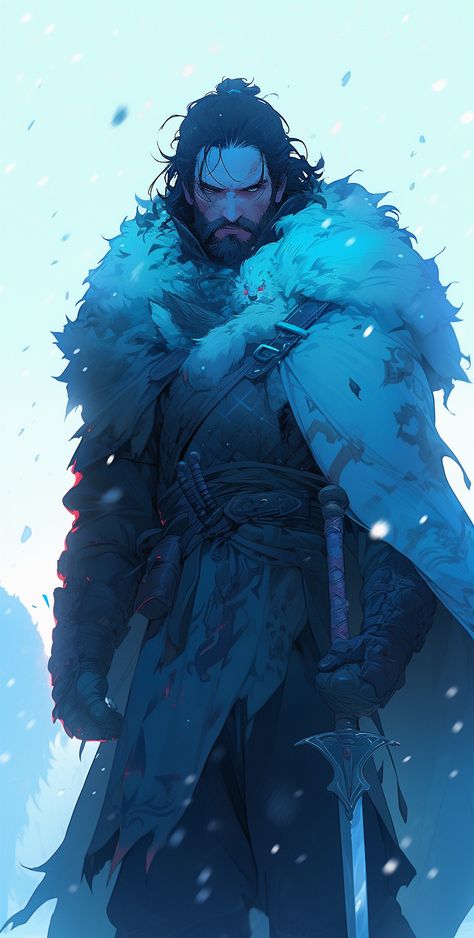 Viking Swordsman, Winter Character Design, Snow Warrior, Jon Snow Art, Frost Giant, Viking Character, New Fantasy, Dungeons And Dragons Characters, Fantasy Concept Art