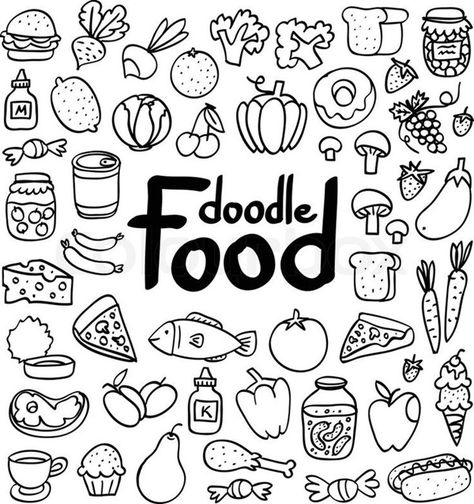 Simple-and-Easy-Doodle-Art-Ideas Doodle Food, Drawing Ideas Easy Doodles, 달력 디자인, Sketch Note, Arte Doodle, Food Doodles, Easy Doodles, Doodle Art Journals, Doodle Inspiration