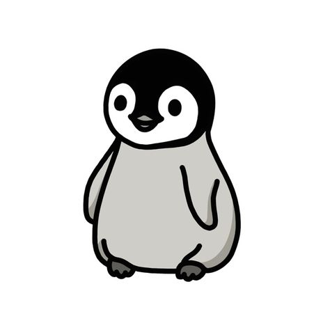 Cute baby penguin Penguin Drawing Easy, Penguin Doodle, Penguin Sticker, Cute Small Drawings, Penguin Cartoon, Koi Fish Drawing, Cartoon Penguin, Penguin Drawing