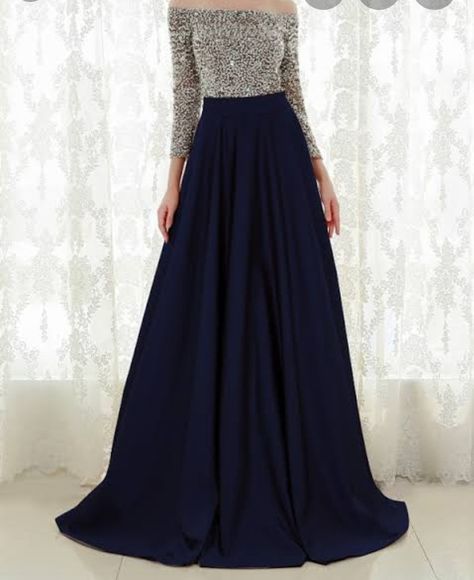 Navy Blue Combination Dress, Navy Blue Dress Combination, Gown Dress Party Wear Western, Dress Party Wear Western, Long Gown Dress Party Wear Western, Long Gown Dress Party Wear, Lehenga Simple, Gown Dress Party Wear, Long Blue Skirts