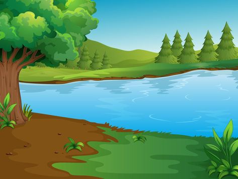 Download the River scene with trees and hills 454694 royalty-free Vector from Vecteezy for your project and explore over a million other vectors, icons and clipart graphics! Hills Illustration, Lake Clipart, Trees Illustration, Farm Cartoon, Lotus Flower Wallpaper, Photoshop Backgrounds Backdrops, Cartoon Trees, House Cartoon, Cartoon House