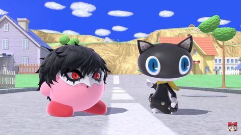 Joker Kirby and Morgana Ren Amamiya, Persona 5 Joker, Persona 4, Persona 5, Super Smash Bros, Smash Bros, Cartoon Art Styles, Kirby, Number One