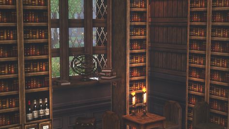 Library Dark Academia, Library Minecraft, Library Dark, Minecraft Library, Academia Library, Dark Academia Library, Desktop Wallpapers Tumblr, Minecraft Aesthetic, Minecraft Interior