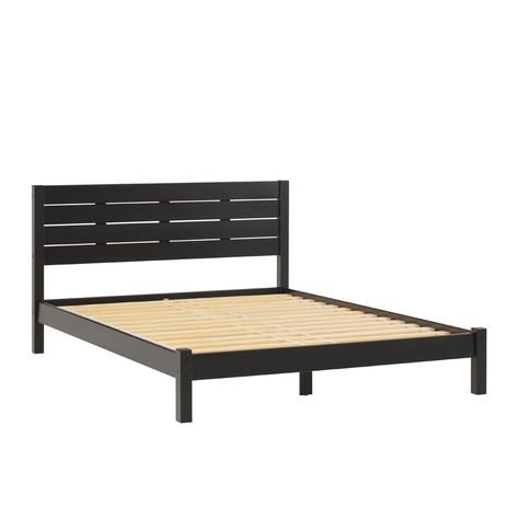 PRICES MAY VARY. Minimalist, boho style Simple, slatted headboard Made with solid pine wood and warp-resistant MDF Support slats mean no box spring required Fits standard queen mattresses Center support rail for added stability Dimensions (after assembly) 63.5" W x 85" L x 37.38" H Canopy version also available Ships ready to assemble with step-by-step instructions Boho Queen Bed, Boho Queen Bedding, Queen Bedframe, Pine Bed Frame, Sideboard Scandinavian, Simple Headboard, Wood Canopy, Boho Queen, Solid Wood Bed Frame