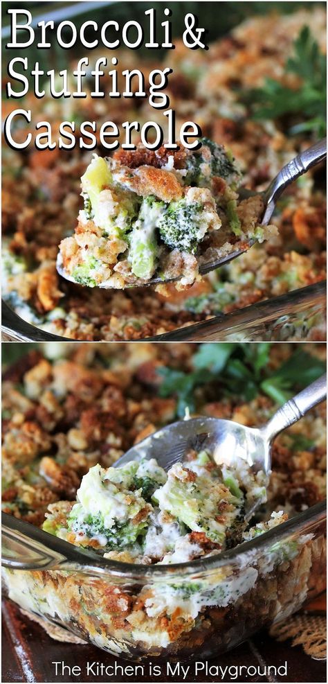 Pan of Broccoli & Stuffing Casserole Broccoli Casserole With Stuffing, Broccoli And Stuffing Casserole, Broccoli Stuffing Casserole, Best Broccoli Casserole, Casserole With Stuffing, Flavorful Broccoli, Stuffing Mix Recipes, The Best Broccoli, Best Broccoli