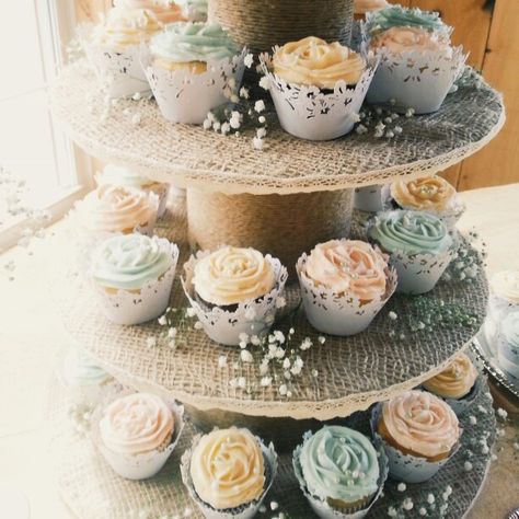 Sage And Blush Cupcakes, Christmas Wedding Cupcakes, Sage Green Cake Ideas, Spring Wedding Cupcakes, Emerald Green And Gold Quince, Green And Gold Quince, Blush Cupcakes, Green Cake Ideas, Sage Green Cupcakes