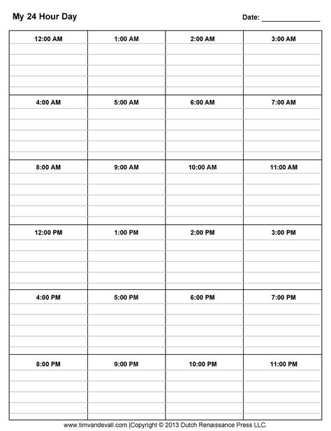 Daily Printable Planner, Daily Block Schedule Printable, Hour By Hour Schedule, Weekly Time Blocking Printable Free, 12 Hours Study Plan, Daily Schedule Ideas, Daily Calendar Template, Daily Schedule Printable, Simple Daily Planner