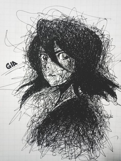 Character from Anime "Bleach". Scribbling Art, Rukia Kuchiki, Scribble Art, Anime Bleach, Bleach (anime), Pen Art, Art Anime, Bleach, Pen