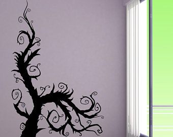 Tim Burton Party, Wall Decor Vinyl, Swirl Art, Tree Decal, Room Wall Painting, Tree Decals, Spooky Gifts, Tree Artwork, Gothic Gifts