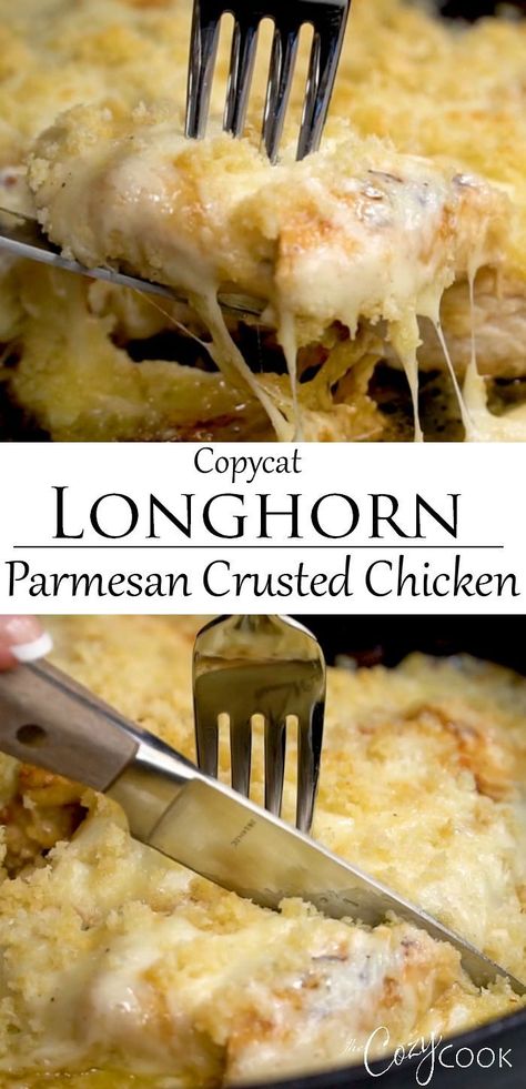 Copycat Longhorn, Longhorn Parmesan Crusted Chicken, Crusted Chicken Recipes, Diner Recept, Parmesan Crusted Chicken, God Mad, Parmesan Crusted, Chicken Main Dishes, Crusted Chicken