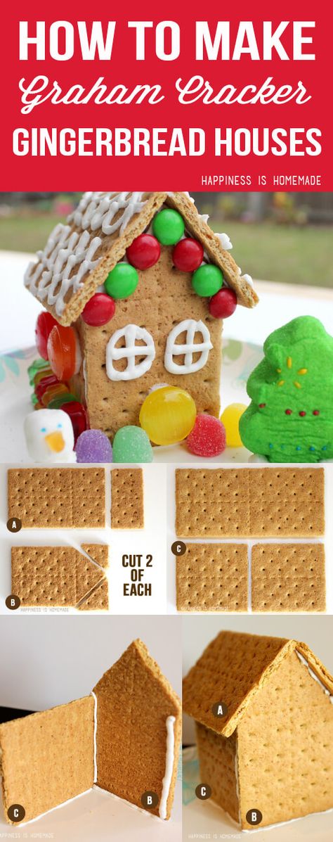 How to Make a Graham Cracker Gingerbread House Grahman Cracker Gingerbread House Diy, Graham Cracker Gingerbread House Ideas, Gingerbread House Graham Crackers, Gram Cracker Gingerbread House, Graham Cracker Gingerbread Houses, How To Make Graham, Graham Cracker Gingerbread, Gingerbread Contest, Gram Cracker